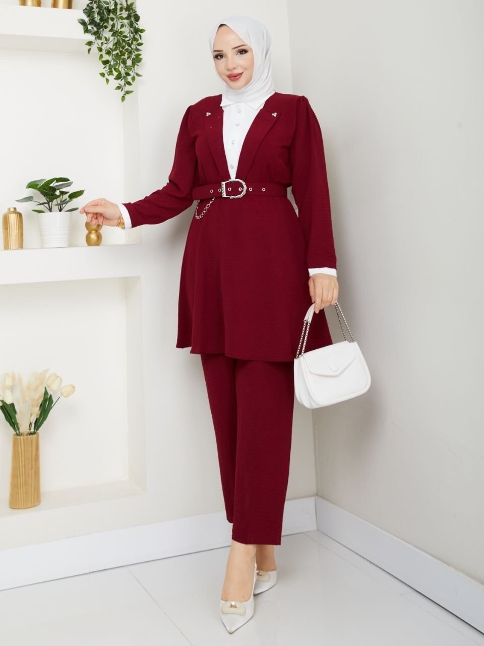 Tunik Pantolon İkili Takım-BORDO