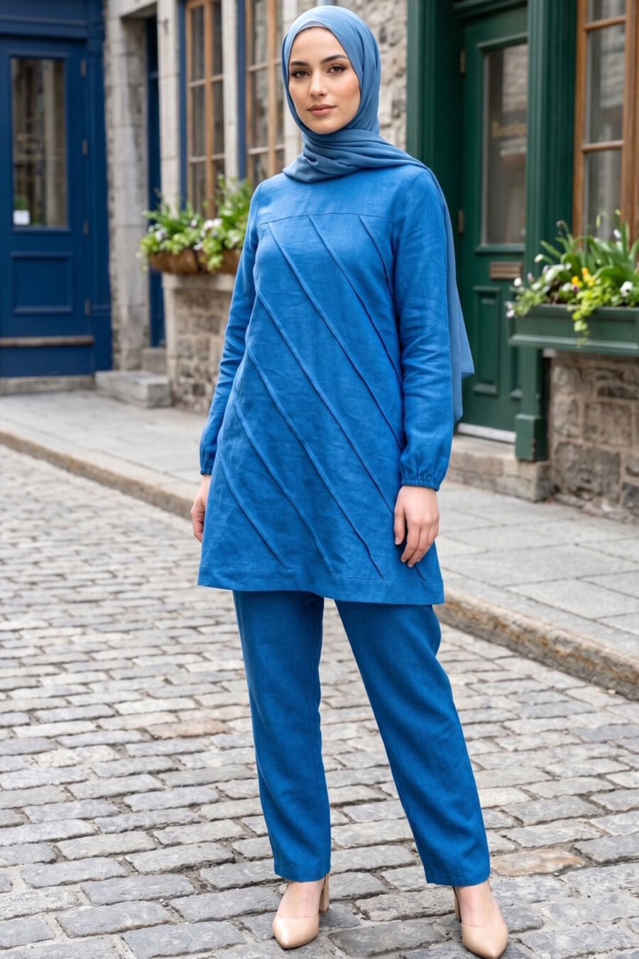 Tunik Pantolon İkili Takım-İNDİGO