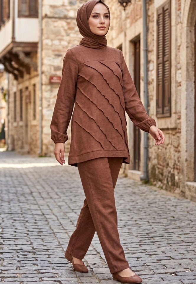 Tunik Pantolon İkili Takım-TABA