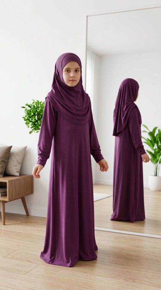 murdum-renk-cocuk-namaz-elbisesi