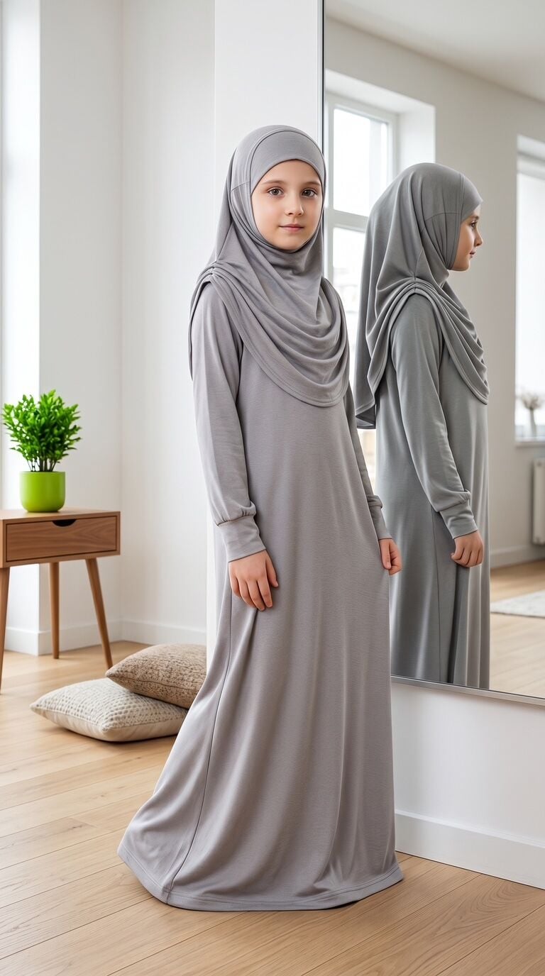Çocuk Namaz Elbisesi-GRİ