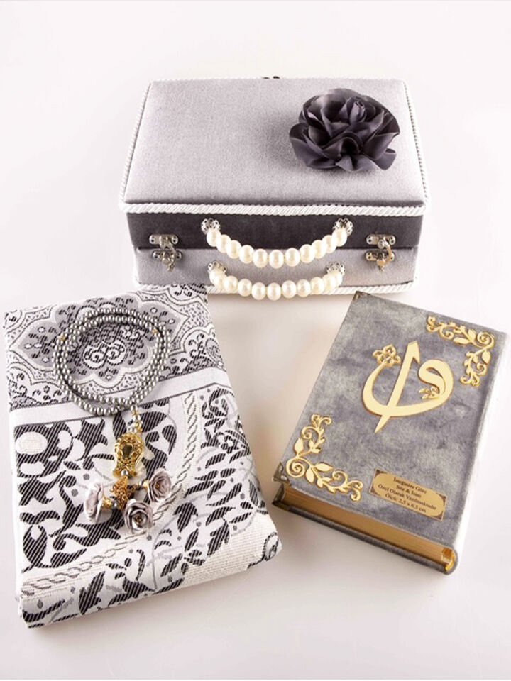 Çeyizlik-Hediyelik Çantalı Set-GRİ