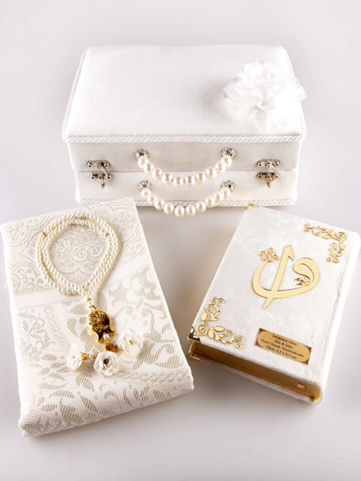 Çeyizlik-Hediyelik Çantalı Set-BEYAZ