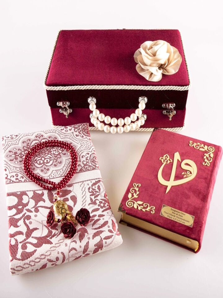 Çeyizlik-Hediyelik Çantalı Set-BORDO