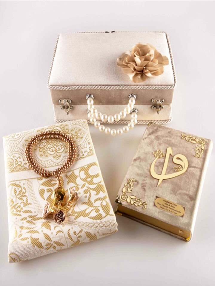 Çeyizlik-Hediyelik Çantalı Set-GOLD